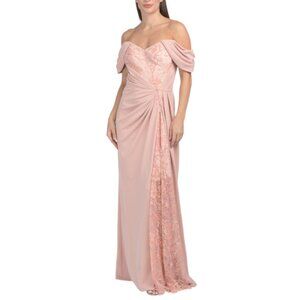 TADASHI SHOJI Pilat Draped Bead Embroidered Gown
